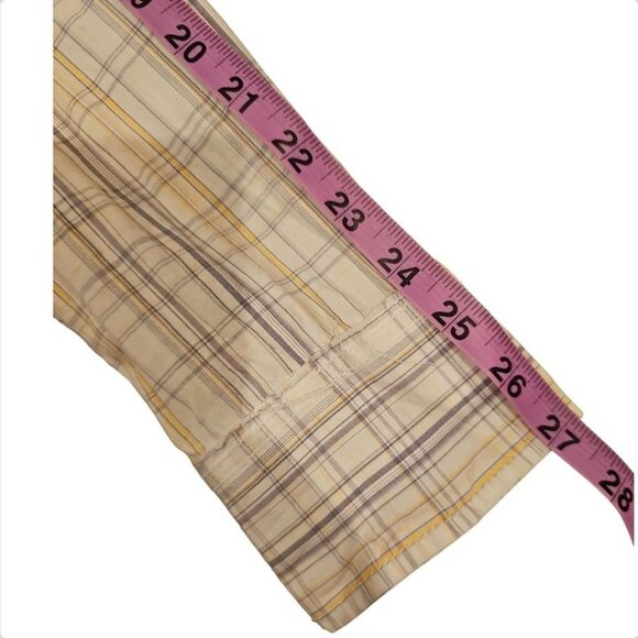 Buffalo David Bitton Plaid Button-Up Shirt M/M Beige & Yellow Cotton Floral Lini - Picture 4 of 5